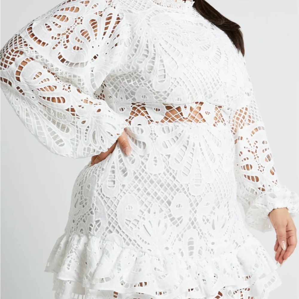 Showpo White Crochet Mini Dress - Picture 2 of 11